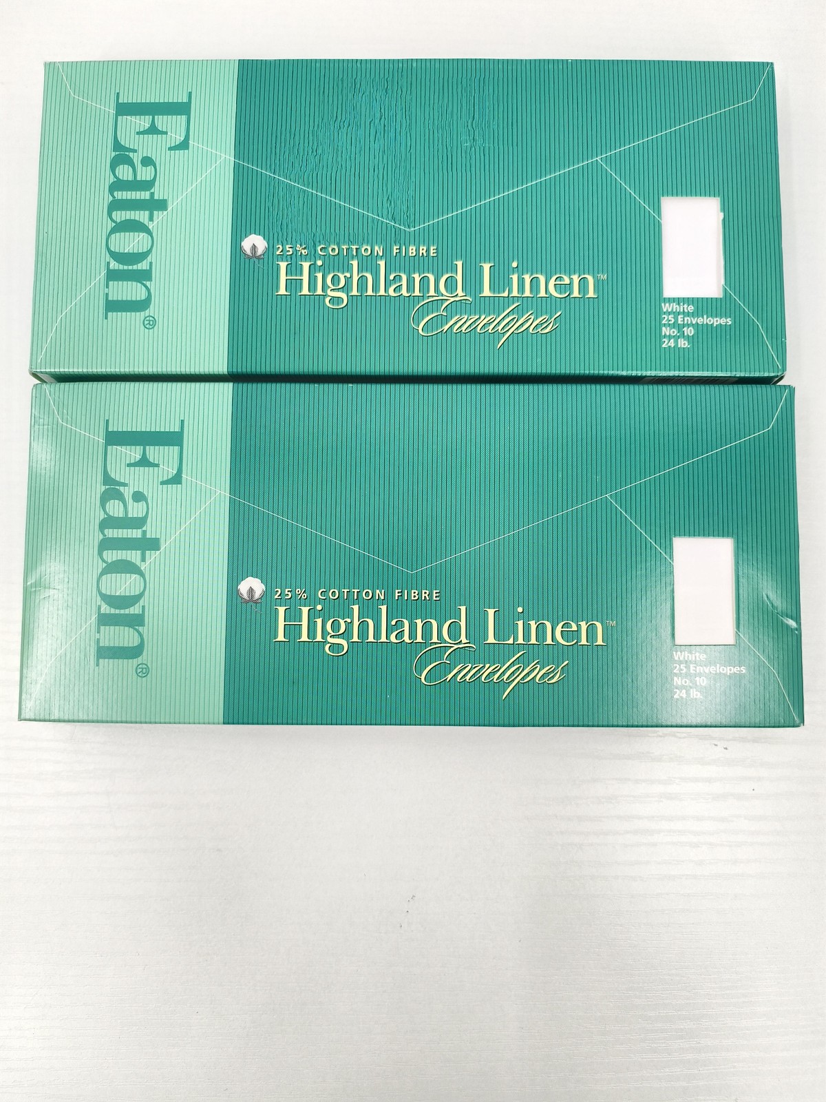 Eaton Highland Linen Envelopes No. 10 White 25 Per Box 25% Cotton Fibre