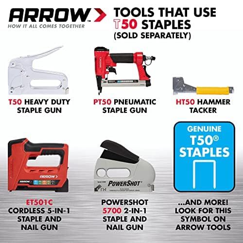 Arrow 508IP Heavy Duty T50 1/2-Inch Staples Assorted Sizes , Number of Itemss