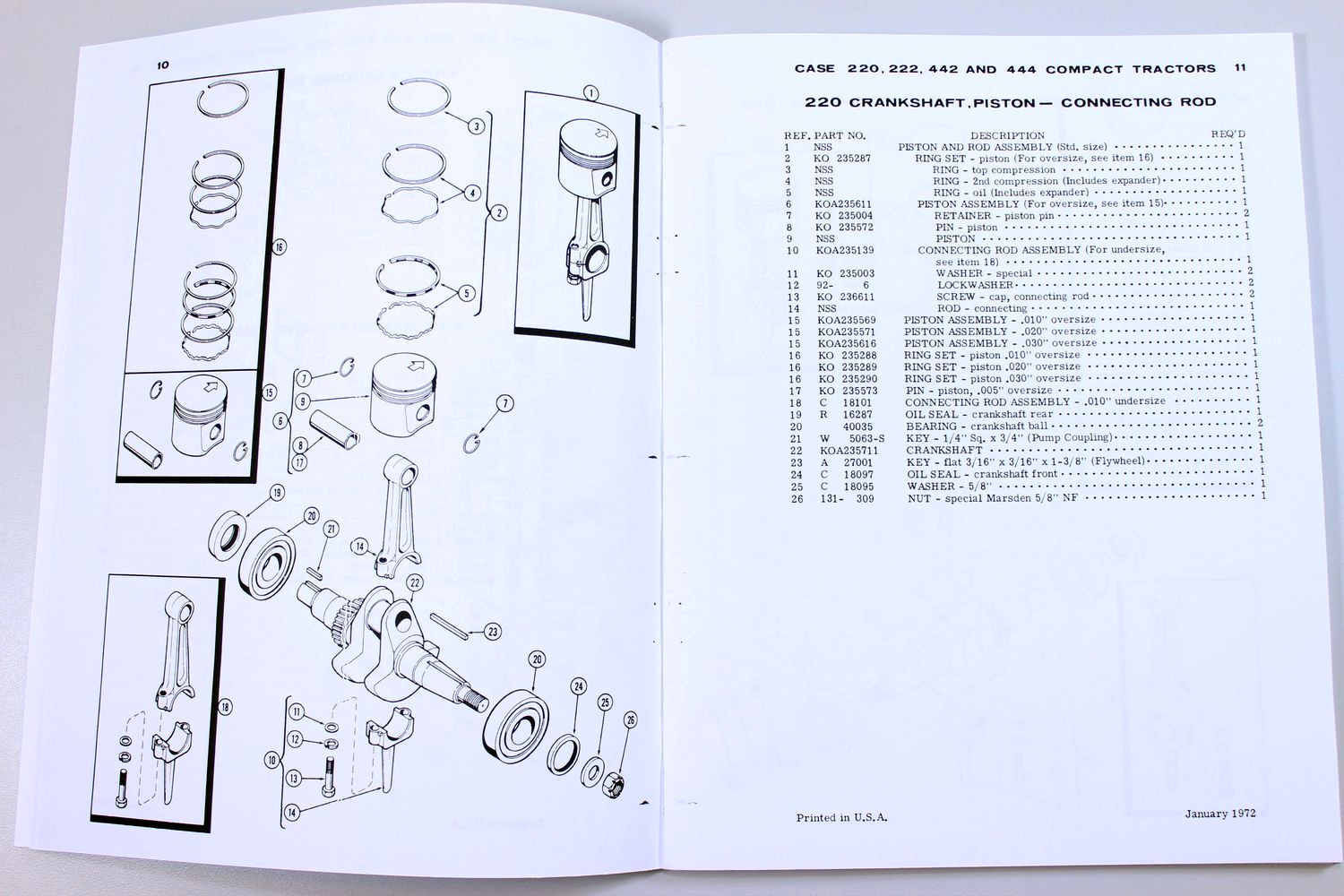 Tractor Service Parts Manual Fits 1978 Case 220 222 224 444 Compact Garden Book