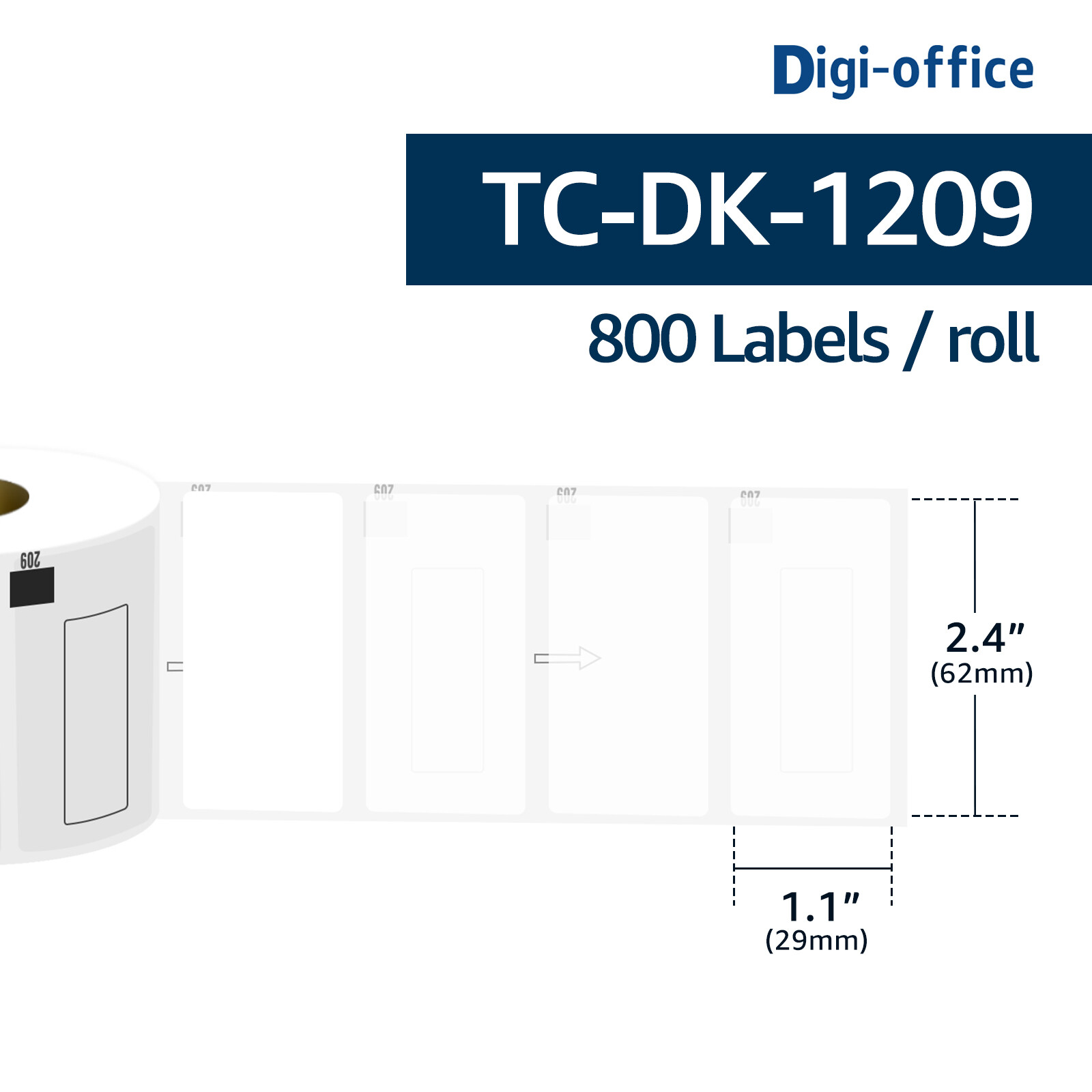 12 ROLLS 2.4 in x 1.1 in Barcode Labels Die-Cut DK-1209 For Brother QL-500 550