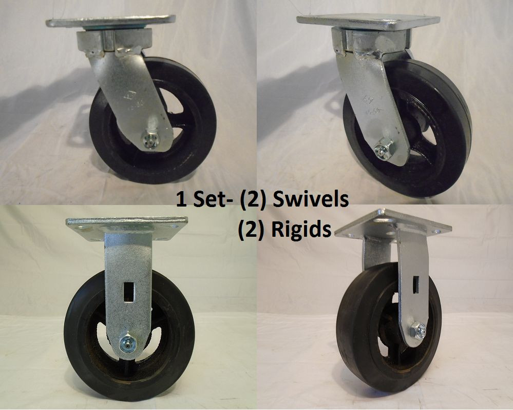 6″ x 2″ Swivel Caster Kingpinless Rubber Wheel on Steel Hub(2) Rigid (2)Tool Box