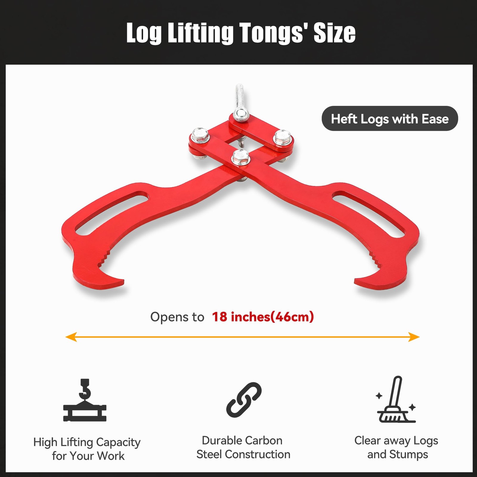 Felling Grabber Timber Claw Log Lifting Tongs 18/28/36″ 2/4 Claw Swivel Grapple
