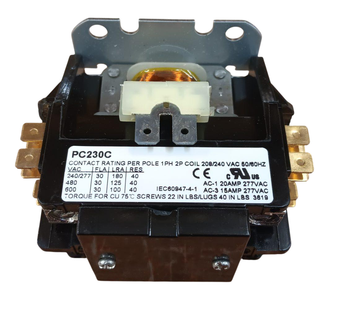 Definite Purpose Contactor, 2 Pole, 30 Amps, 208/240 Coil Voltage, C230C