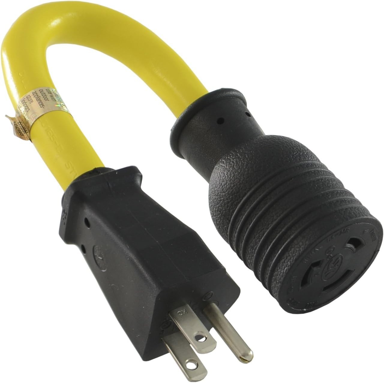 1-Foot Listed Generator Adapter – NEMA 5-15P to L5-20R, 1875 Watts