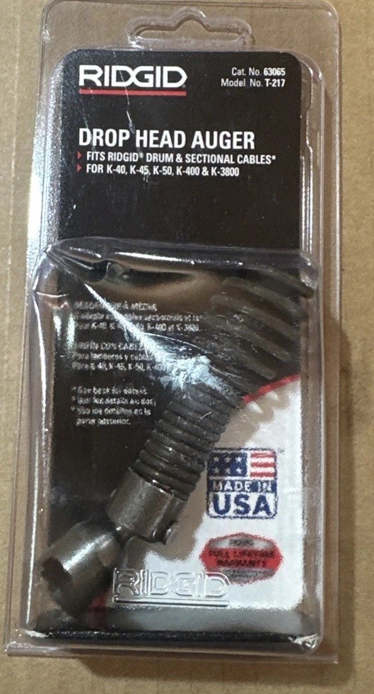 Ridgid 63065 T-217 4″ Drum Cable Drop Head Auger for K-400 & K-3800 Drum Machine