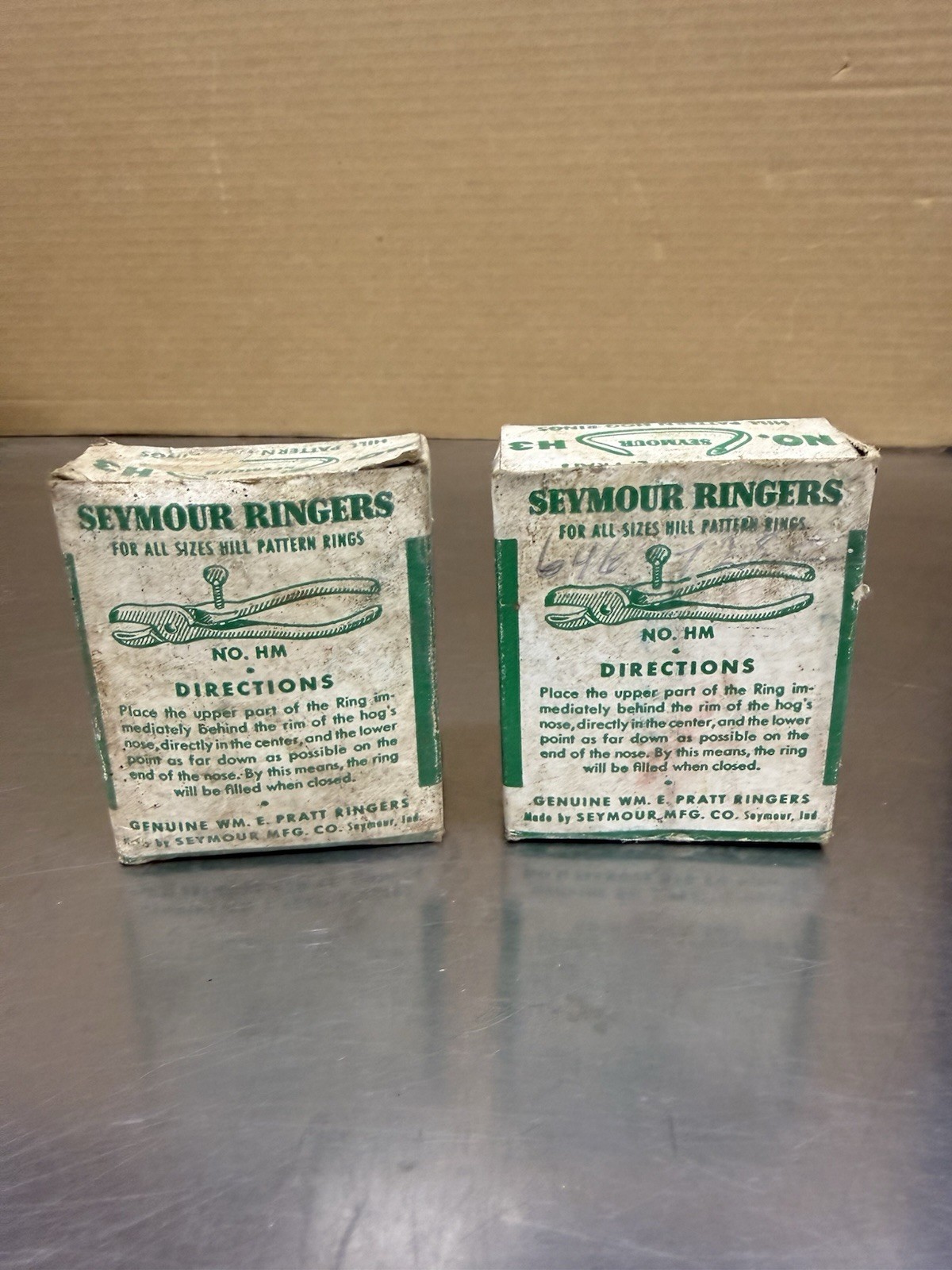 2 Boxes Seymour No. H3 Hill Pattern Hog Rings About 100 Per Box New Old Stock