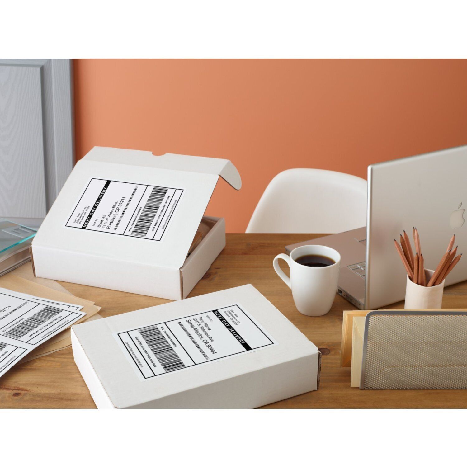 1000 Shipping Labels 8.5×5.5 Half Sheet Rounded Corner Self Adhesive 2 Per Sheet