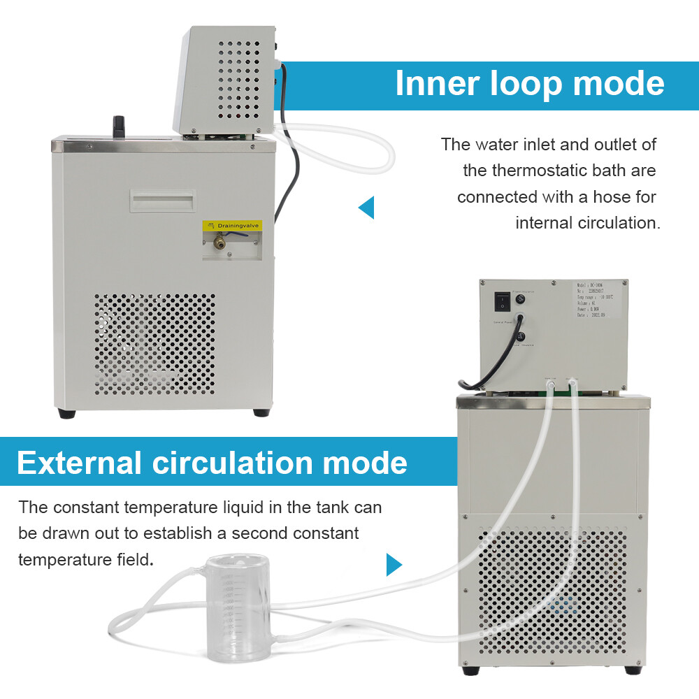 -20℃~100℃ 10L Lab Water Bath Chiller Circulator Internal & External Circulation