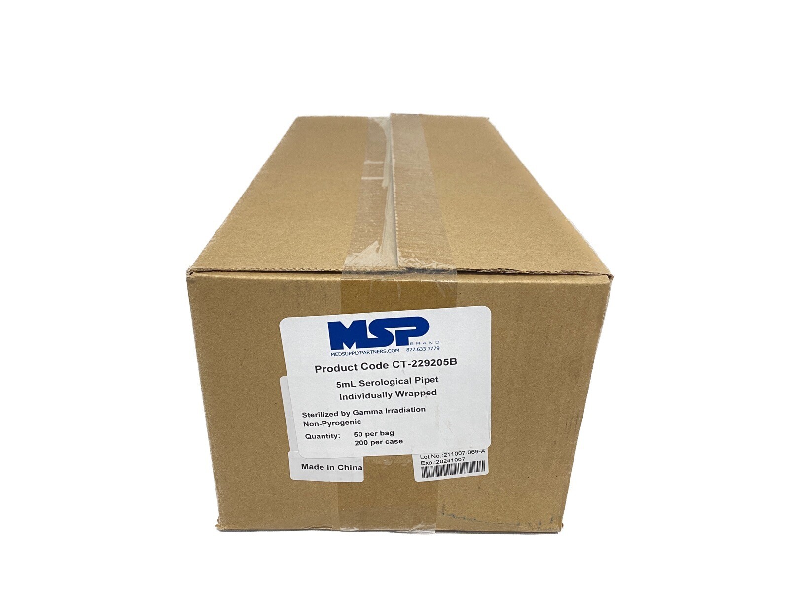200/Cs CELLTREAT 5mL PS Graduated Serological Pipettes Individual Wrap 229205B