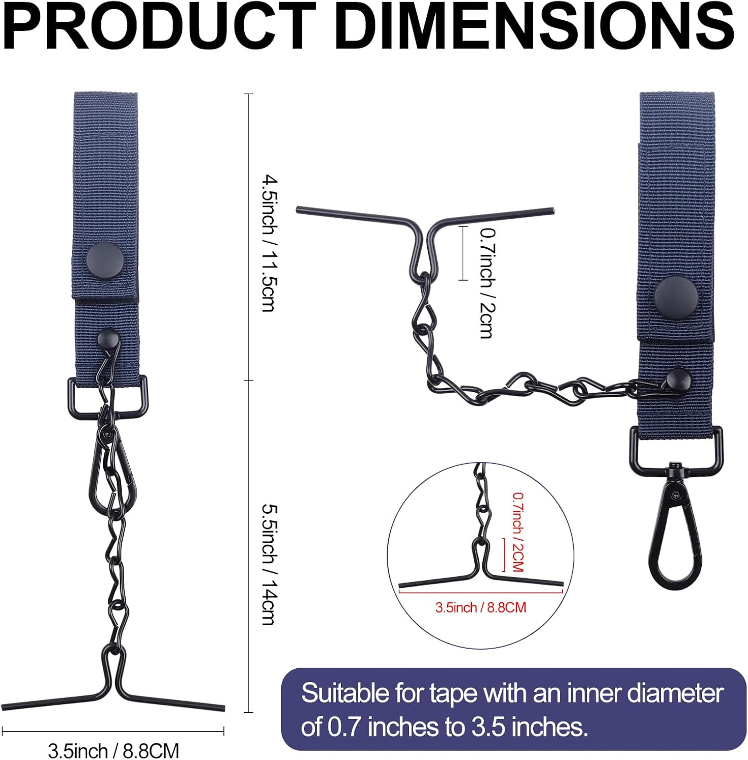 2-Pack Electrical Tape Holder with Keyring and Snap Loop, Blue