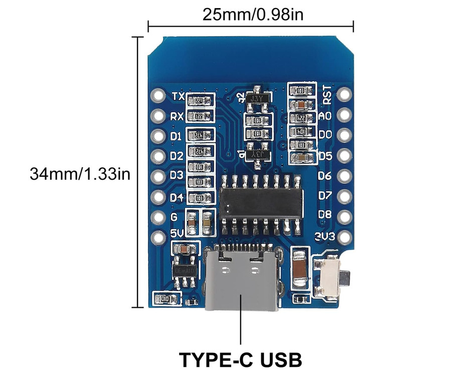 2-Pack ESP8266 D1 Mini USB-C ESP-12F CH340 4MB WiFi Development Boards