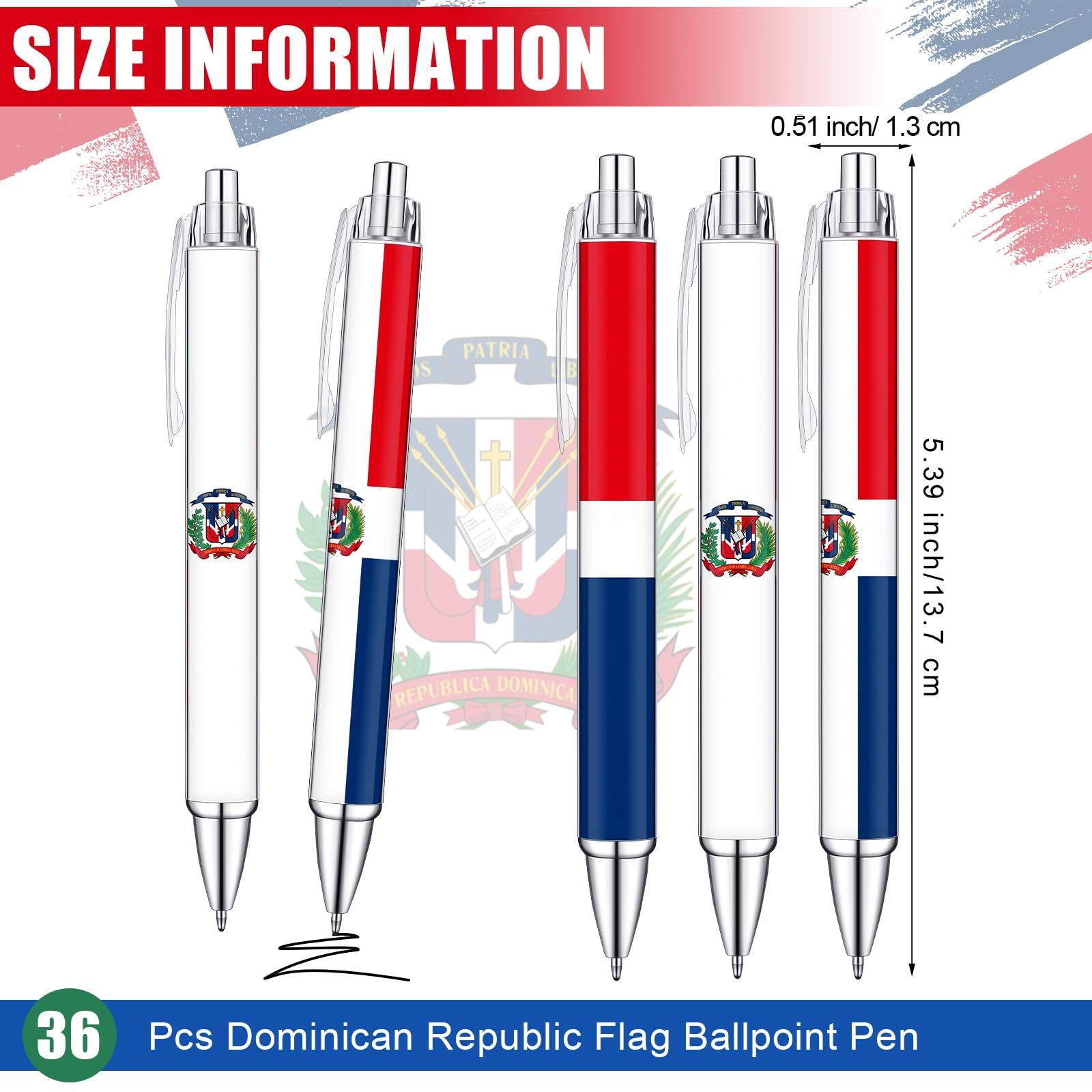 36 Pcs Dominican Republic Flag Ballpoint Pen Funny Retractable Rolling Paper …