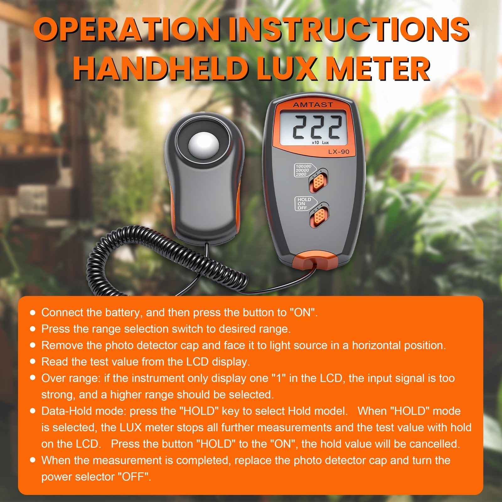 Digital LUX Meter Digital Indicator UV Meter Light Meter with LCD Display Lux…