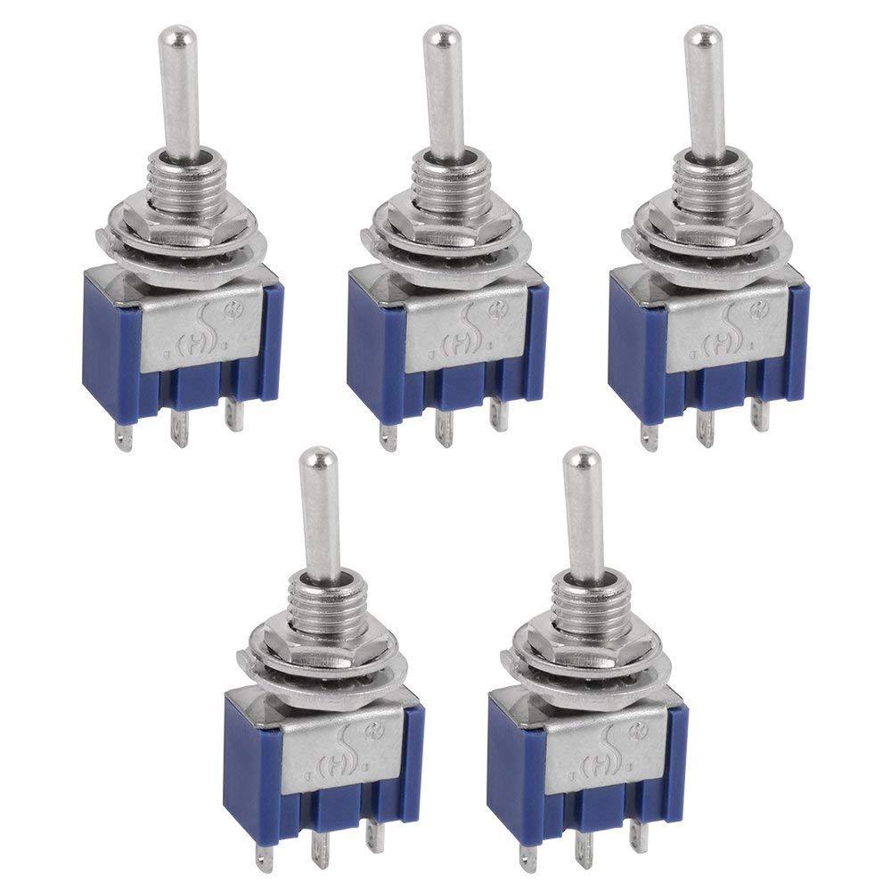 5-Piece Micro Mini Toggle Switch – AC ON/OFF/ON SPDT, 3 Position, 6 Amp AC125V