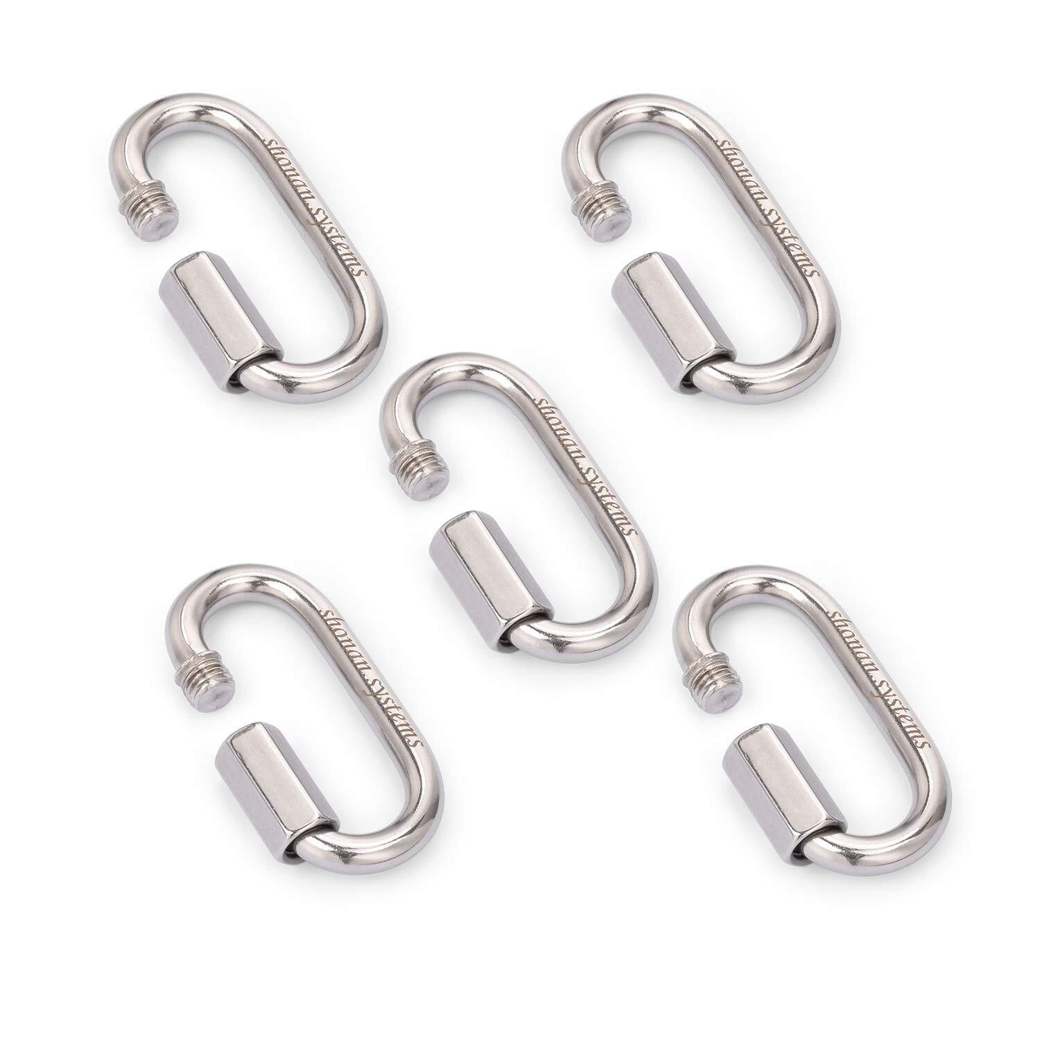 Stainless Steel Quick Links 2.3 Inch 5-Pack 1/4″ Diameter 880 Lbs Capacity