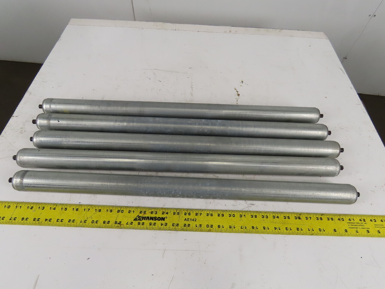 QTY 5 Hytrol G-03922 1.90 OD 31″ BR BF Gravity Roller Galvanized 7/16″Hex Axle