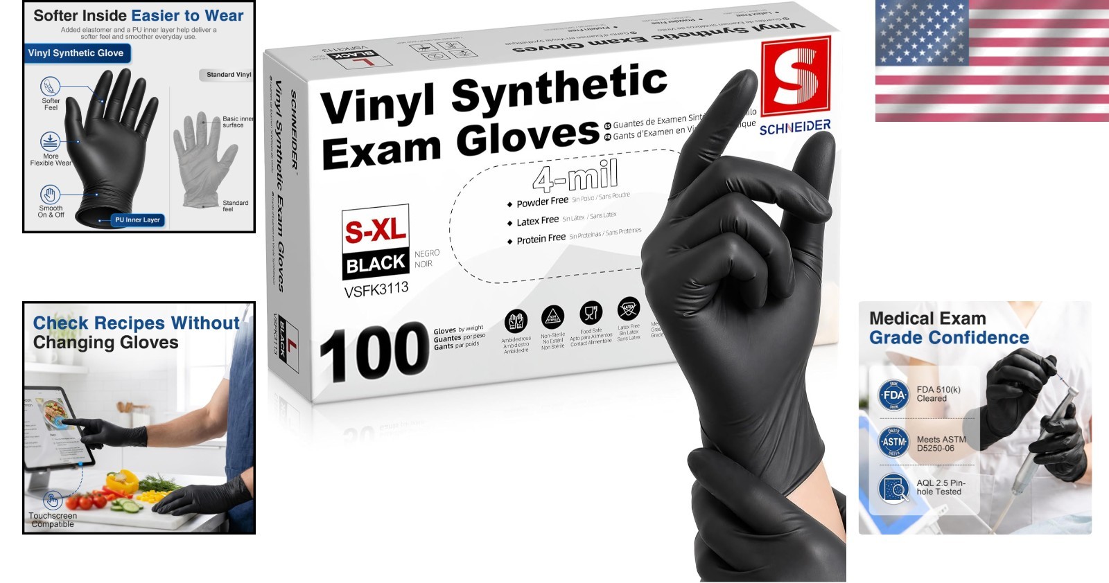 Valuable 100 Count of 4 Mil Latex-Free Vinyl Gloves for Medical & Daily Use