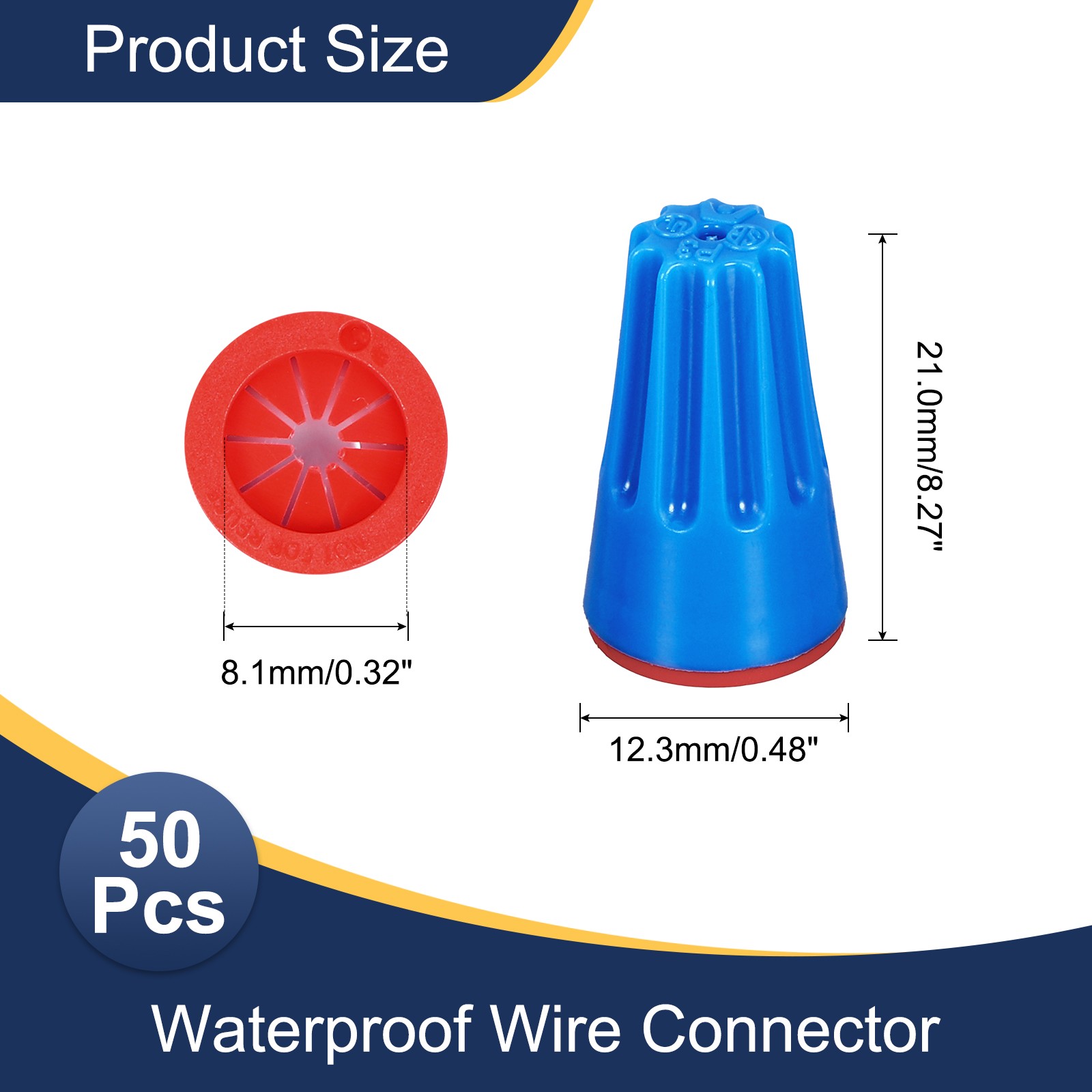 50Pcs Waterproof Wire Connector 22-14AWG for Landscape Irrigation Blue Red