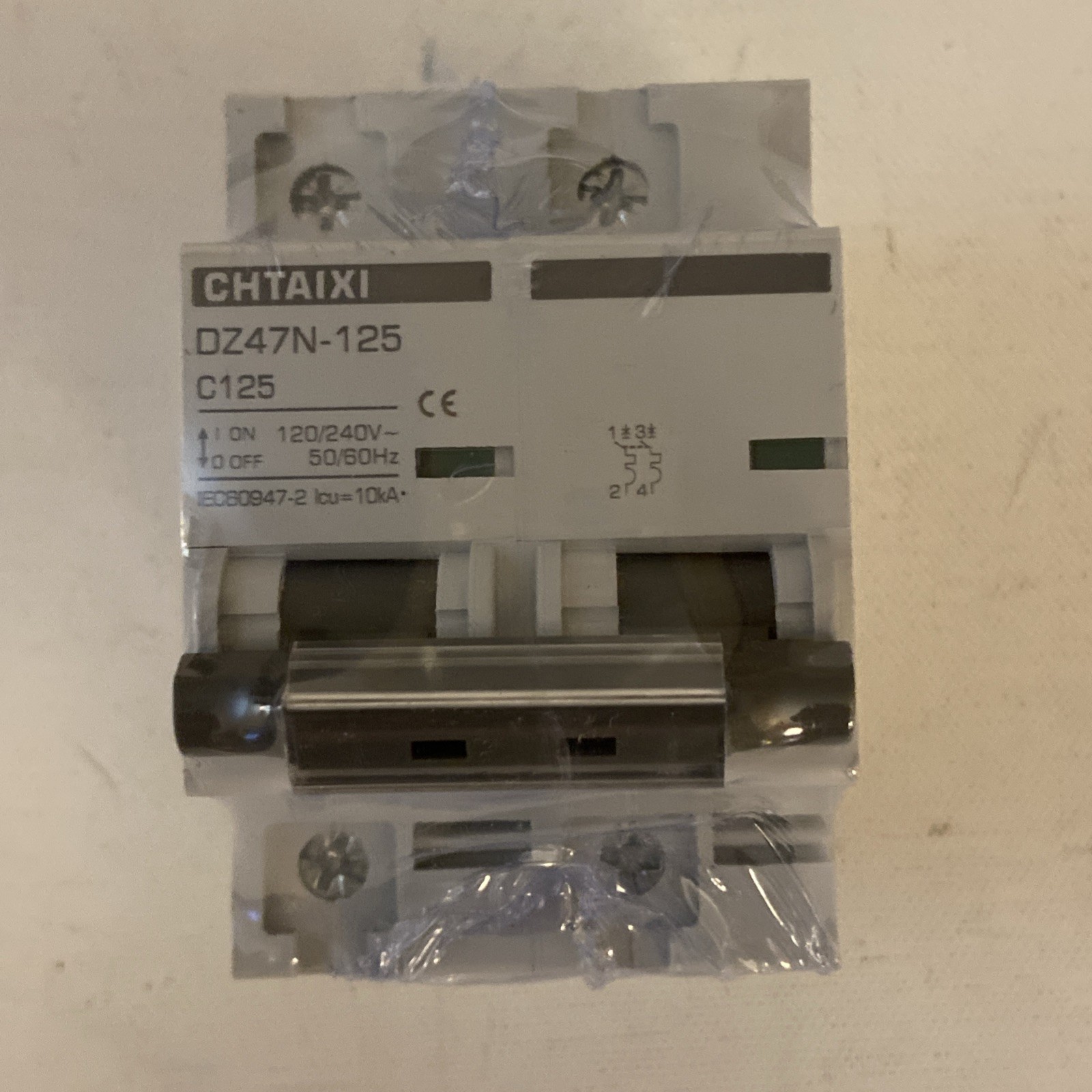 AC Miniature Circuit Breaker, 125 Amp 120V/240V 2 Pole DIN Rail Mount Circuit
