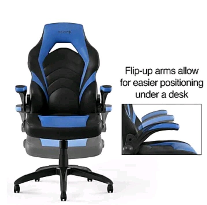 Emerge Blue/Black Computer Gaming Chair w/ Flip-Up Arms, Headrest