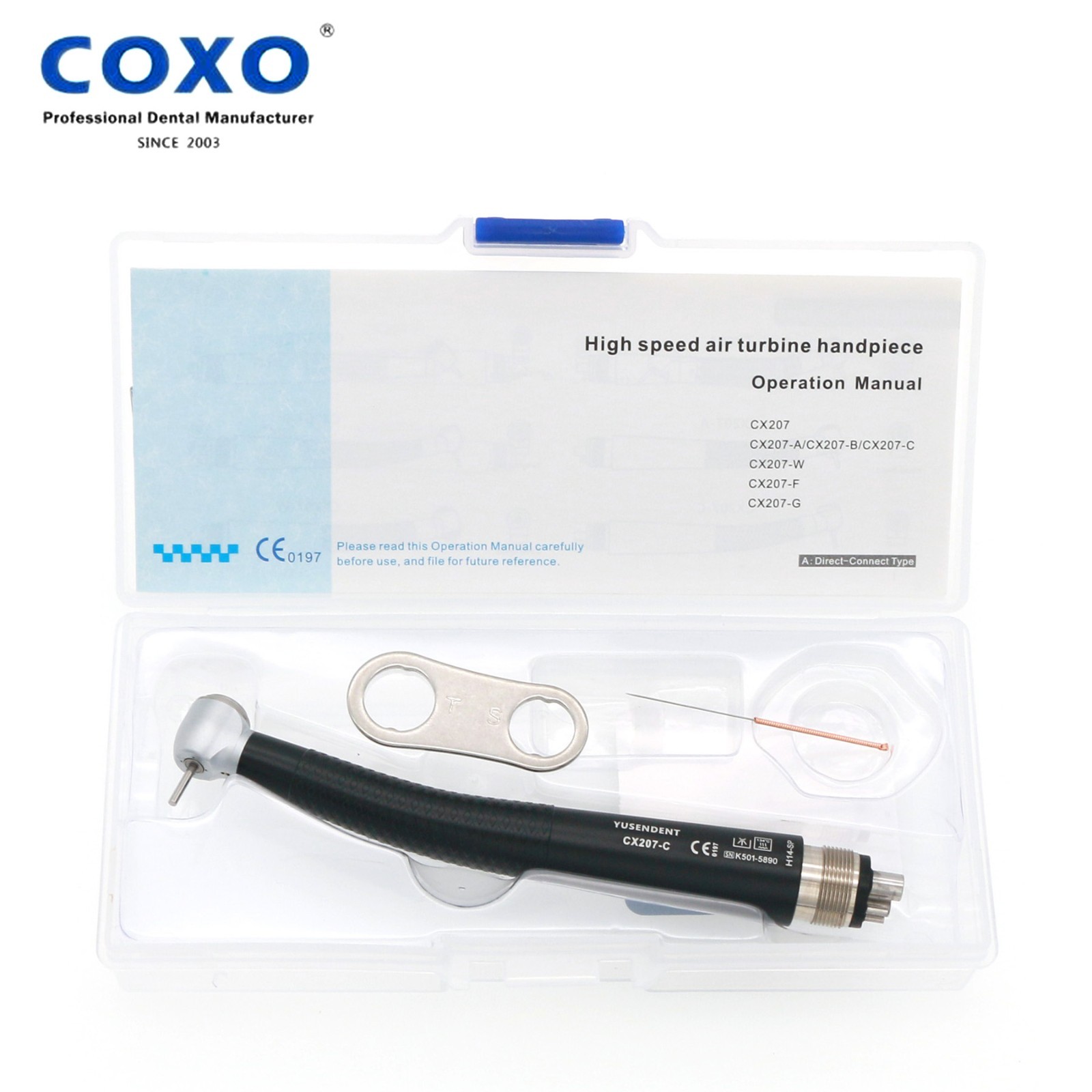 US COXO Dental CX207-C H14 High Speed Air Turbine Colorful Handpiece 4 Hole M4