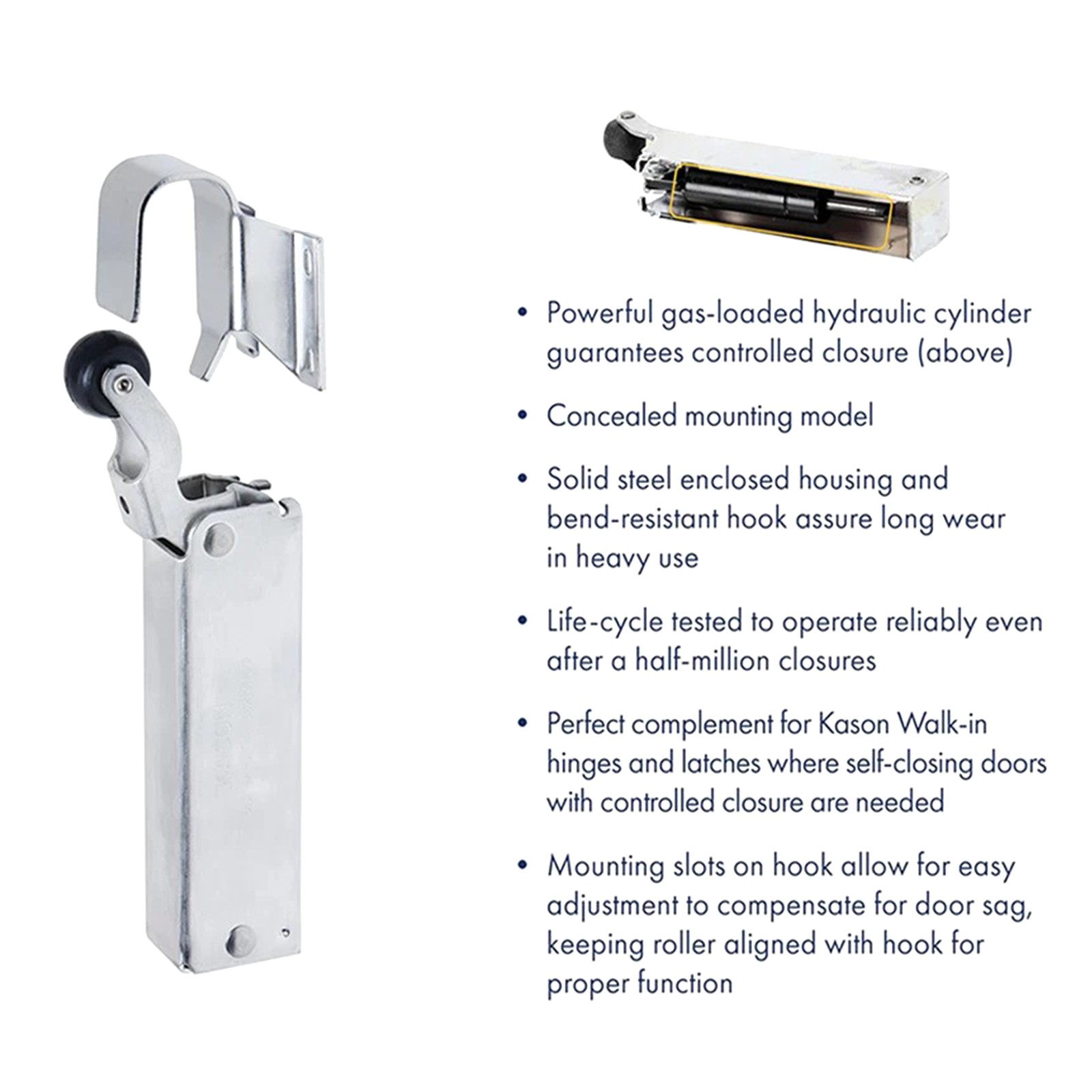 Kason 1094 SureClose Hydraulic Door Closer Flush To 3/4 Inch Hook