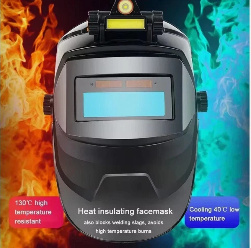 Solar Powered Auto Darkening Welding Helmet – Large View, True Color, High Temp