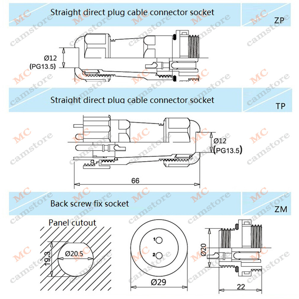 SD20 1-14pin Waterproof Connector, IP67 Electrical Aviation Industrial Plug