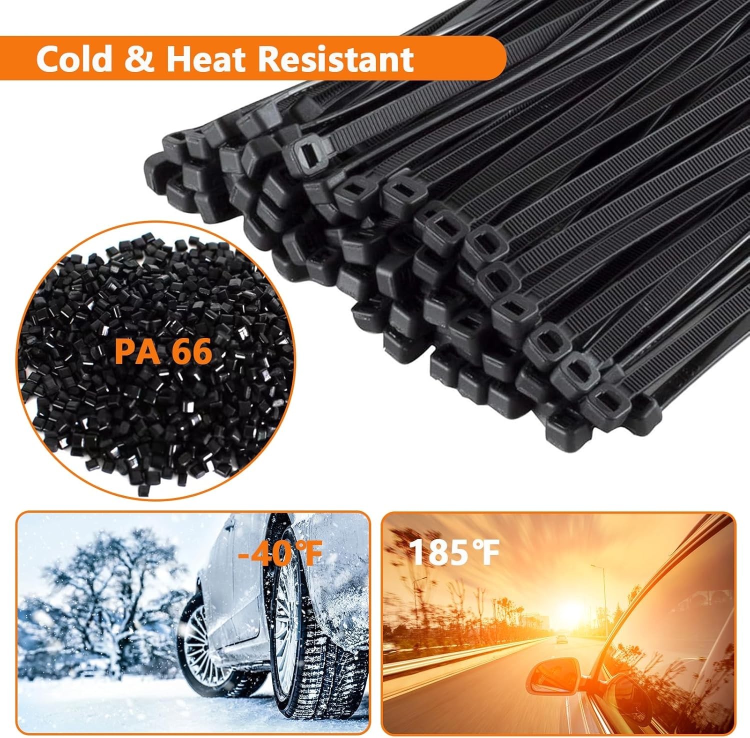 500Pcs Zip Ties Assorted Sizes Black Zip Ties with Screw Hole 100Pack 4/6/8/12 I
