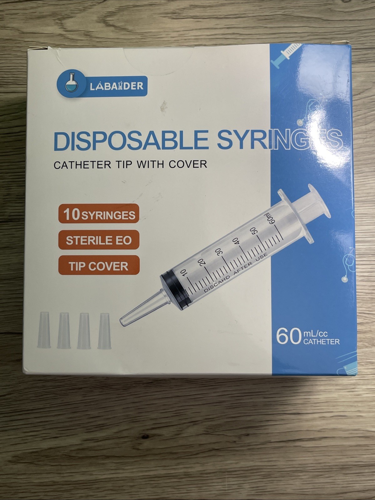 10 Pk- Labaider Disposable Syringes 60ml/cc – Sterile With Tip Cover