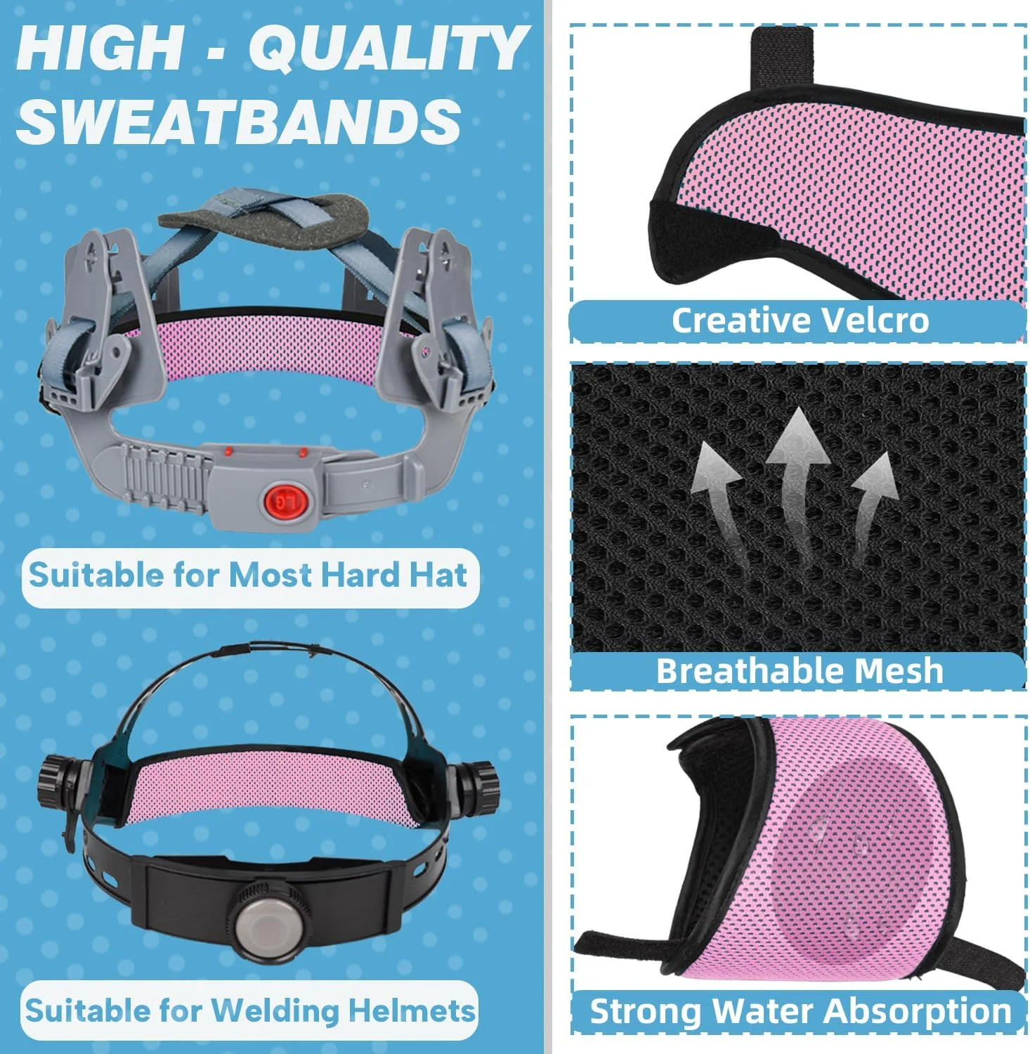 Hard Hat Sweatband 4Pcs, Innovative 3-Layer Fabric Hard Hat Sweat Bands Washable