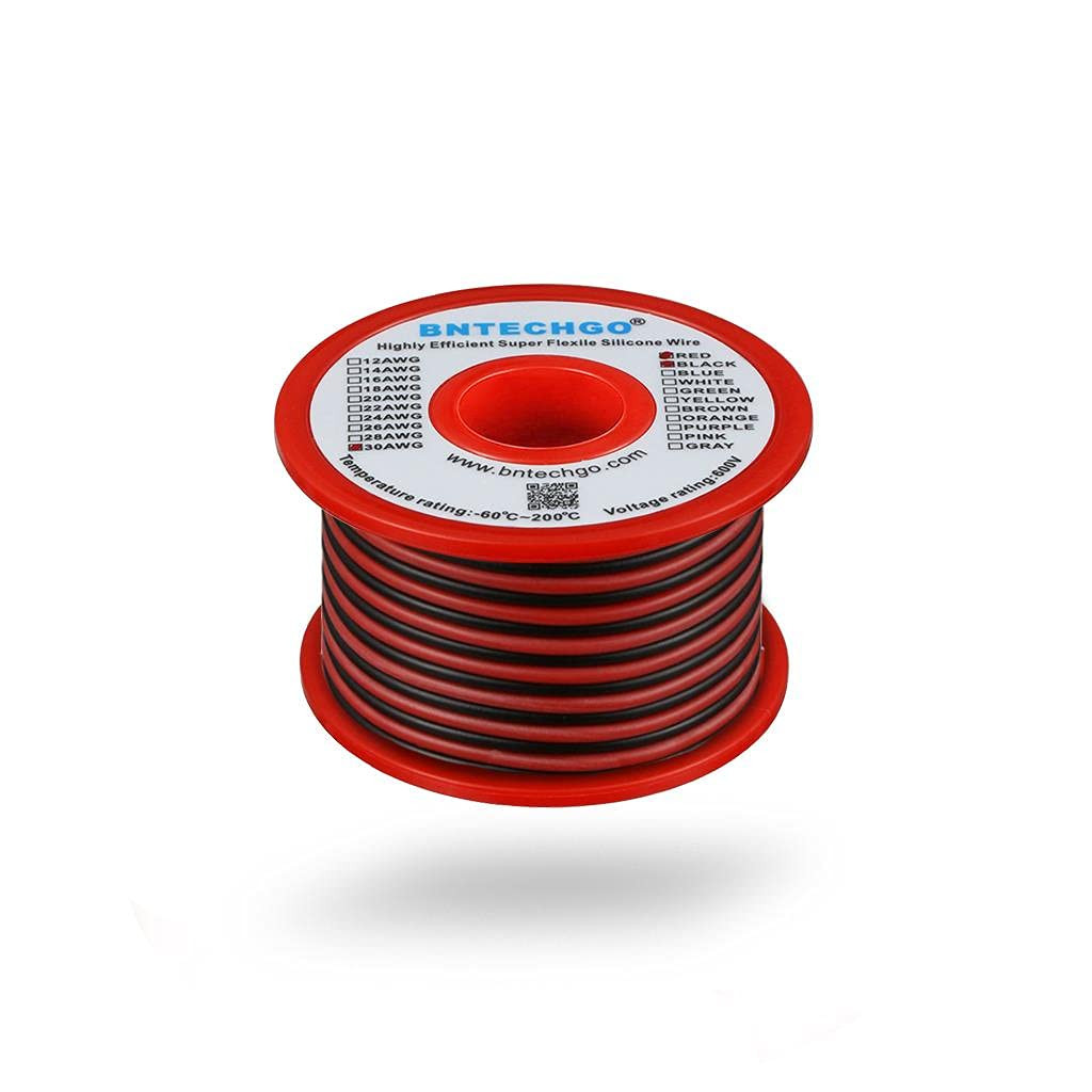 30 Gauge Silicone Wire Spool Red and Black Each 25ft 2 Separate Wires Flexible 3