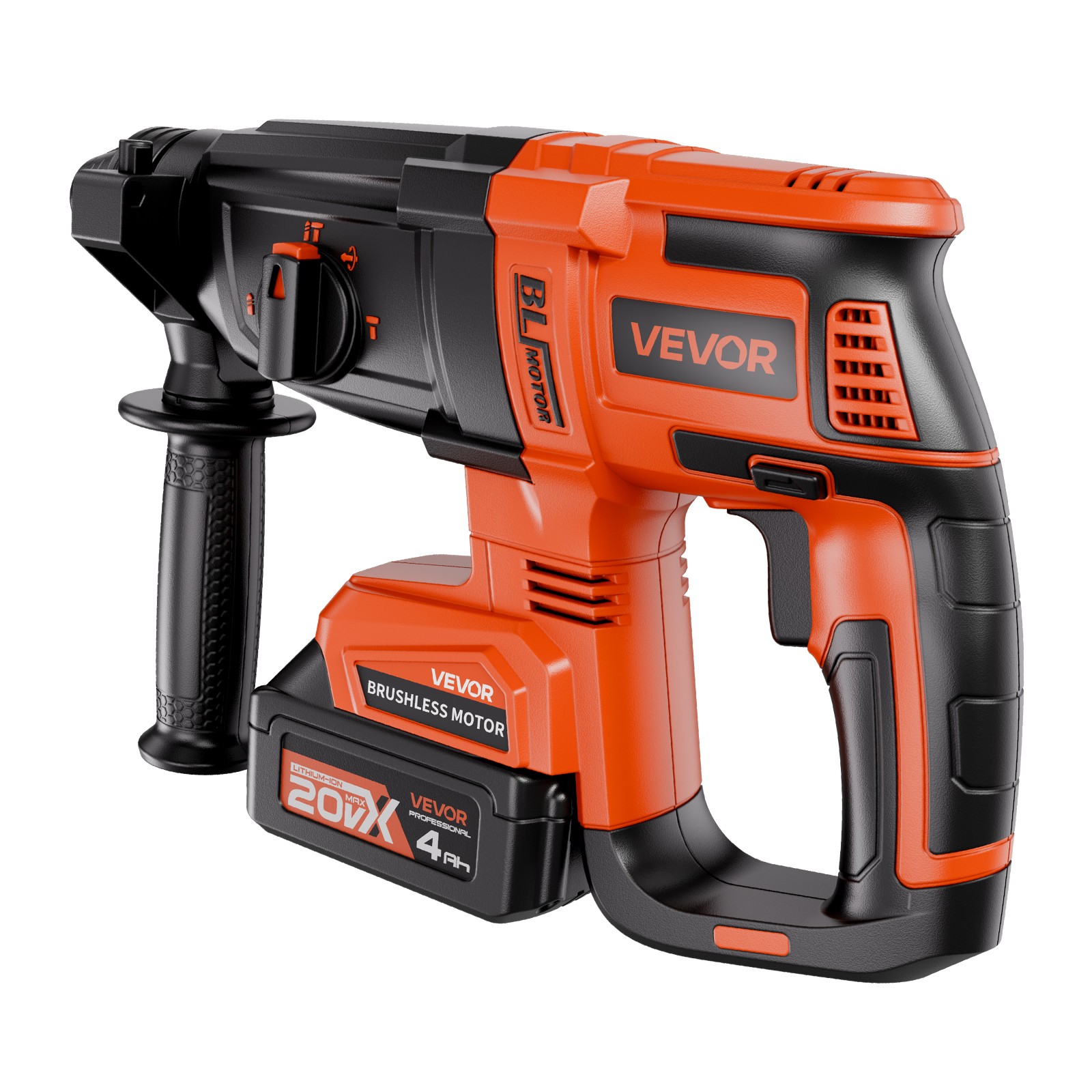 VEVOR 20V SDS-Plus Brushless Cordless Rotary Hammer Drill Kit 1.1 In 1200RPM
