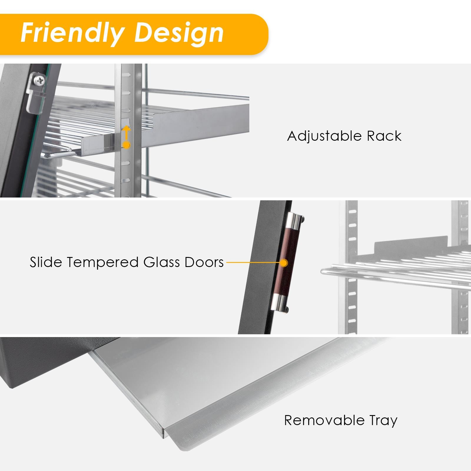 ROVSUN 3 Tier 35″ Commercial Heat Food Pizza Warmer Display Show Case Heavy Duty