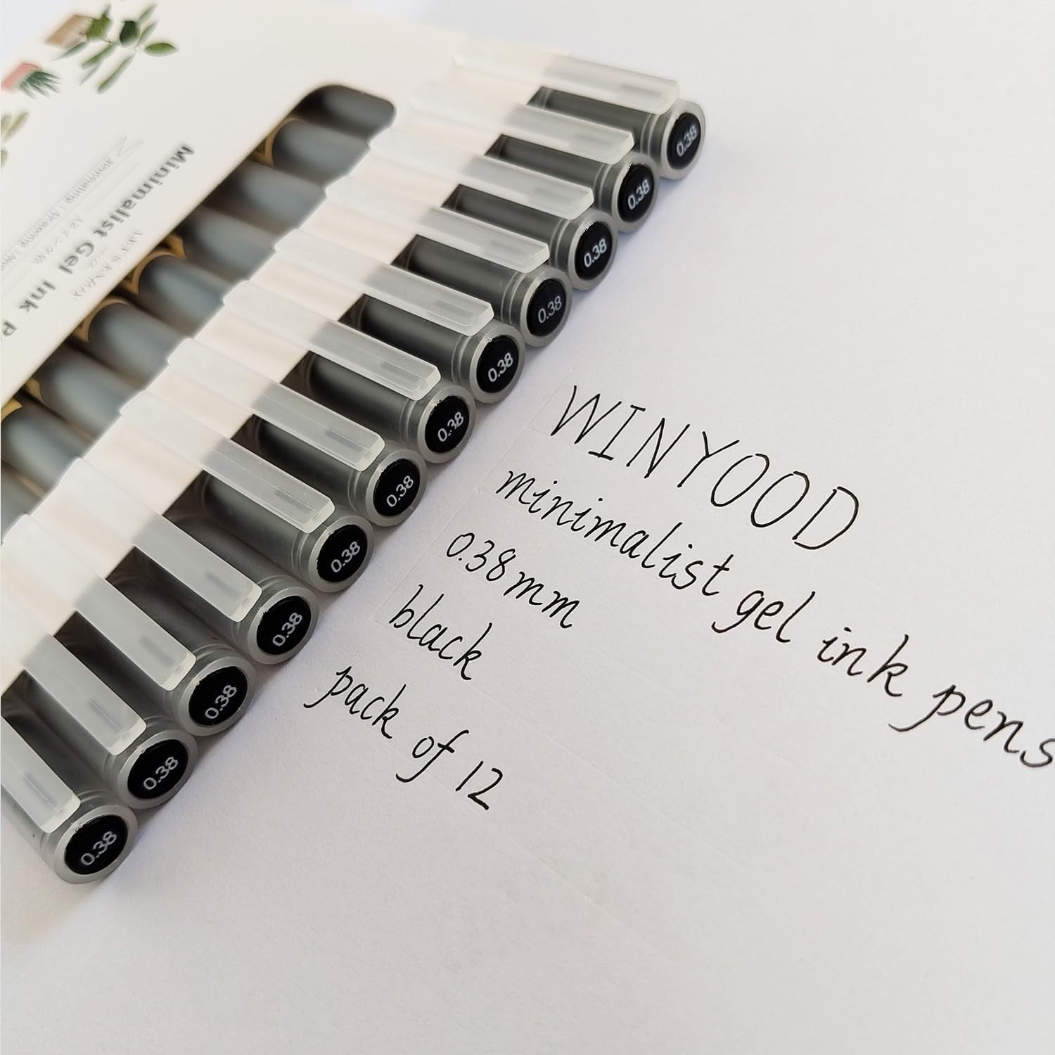 Japanese Minimalist Style Black Ink Gel Pens,0.38Mm Extra Fine Point Gel Ink Rol