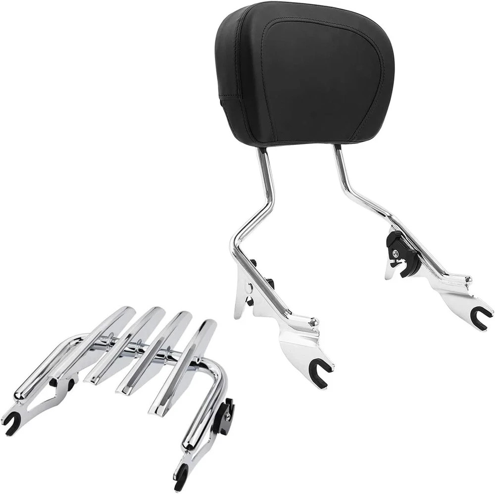 Detachable Sissy Bar Passenger Backrest Pad & Luggage Rack for Touring 09-25