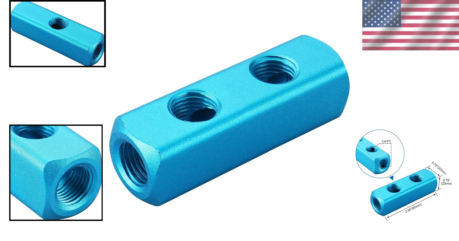 Durable Aluminum 2-Way 5-Port Manifold Block for Precision Pneumatic Control