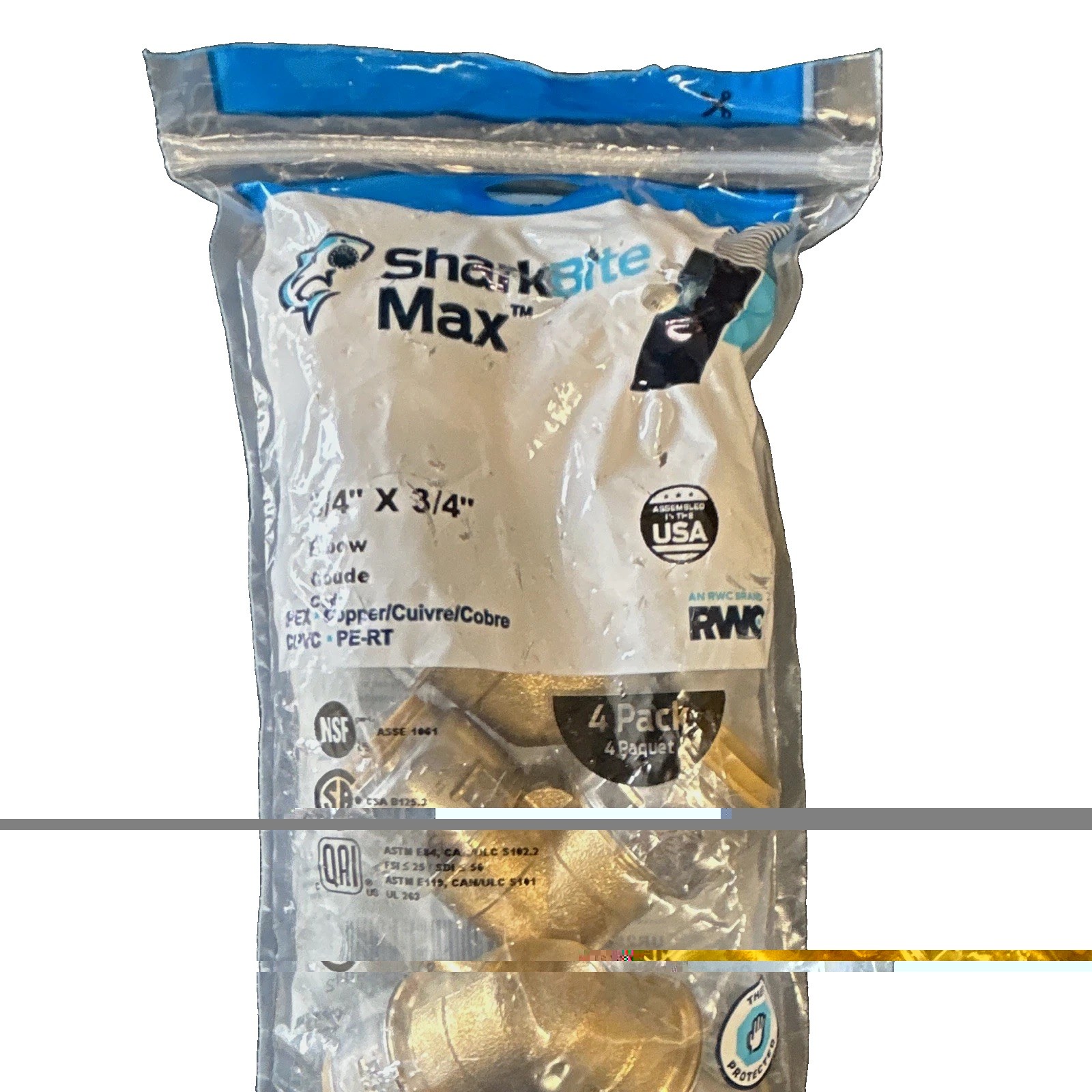 SharkBite Max 3/4 in Brass Elbow Push-to-Connect F/F Fitting 4 Pack UR256A4