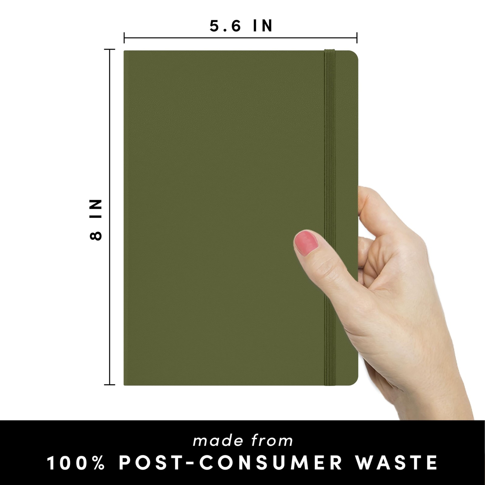 PAPERAGE Recycled Lined Journal Notebook, (Olive), 160 Pages, Medium 5.6 in x…