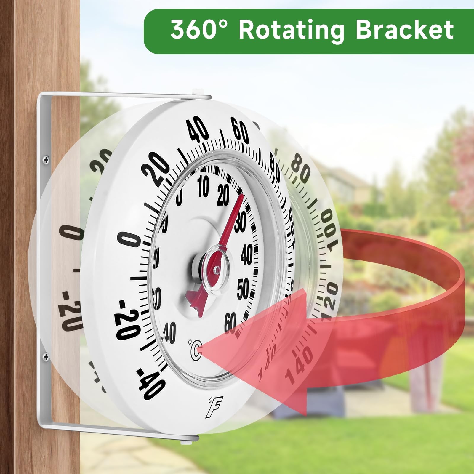 Big and Bold Indoor Outdoor Thermometer with Mounting Bracket Large Numbers