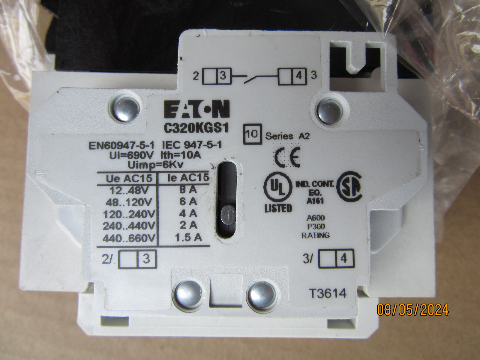 Eaton CN35GN2BB Electrically Held Lighting Contactor 2P 60A W/Aux 1 N.O. New