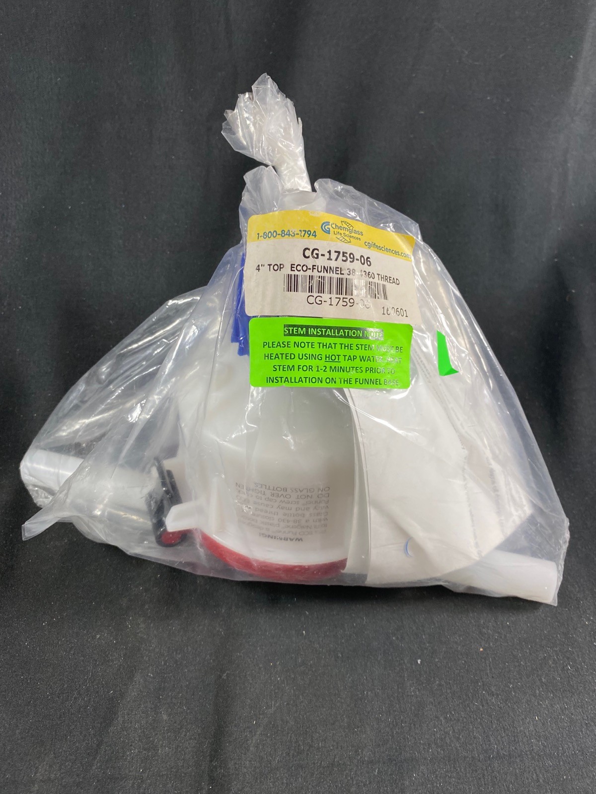 CHEMGLASS Eco Funnel 4″ Top Diameter 38-430 Thread Waste Container CG-1759-06