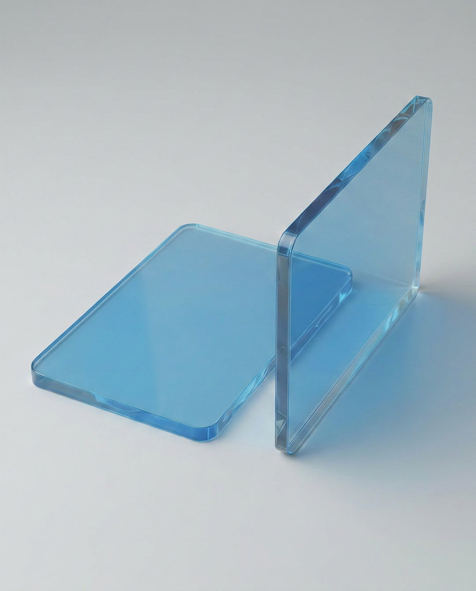 Plexiglas® acrylic glass fluorescent blue red/pink yellow orange plate cut
