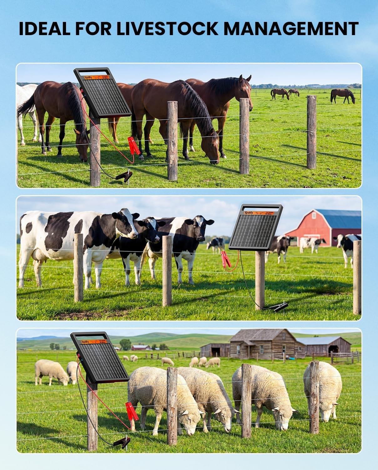 1.2J Solar Fence Energizer 45 Miles All-Weather Solar Electric Fence Charger