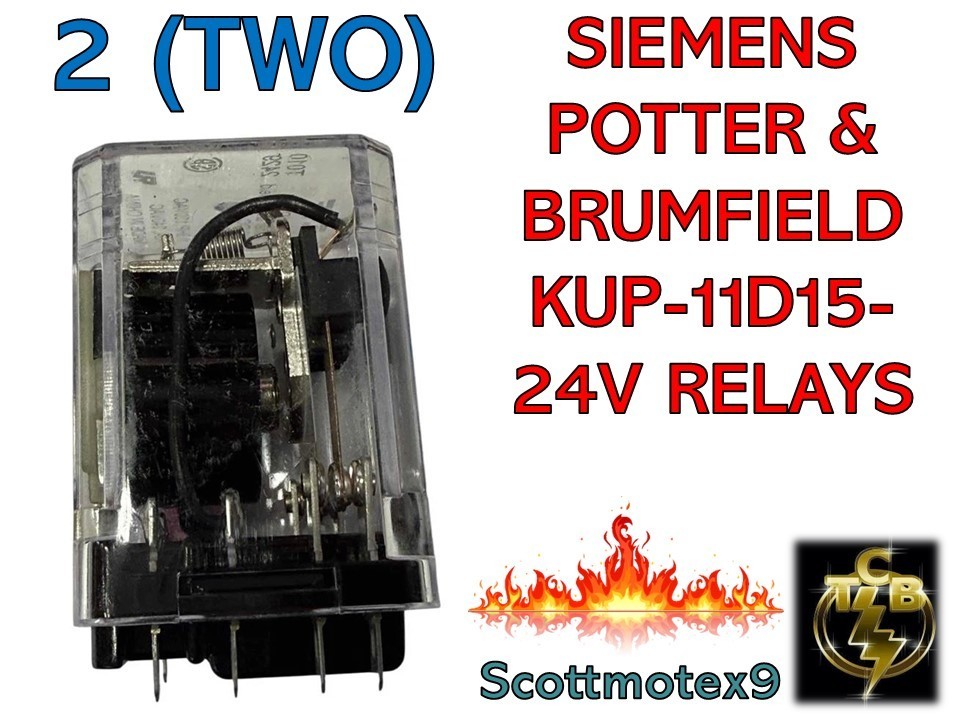 SIEMENS POTTER & BRUMFIELD 2 (TWO) KUP-11D15-24V RELAYS 24VDC 10A 120VAC 240VAC
