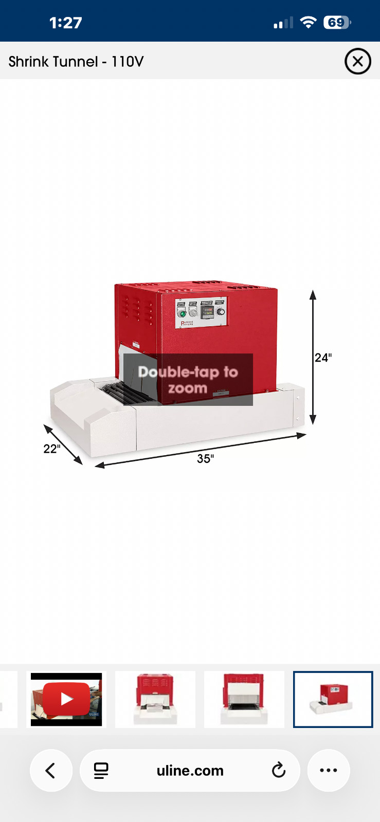shrink wrap tunnel uline 110V