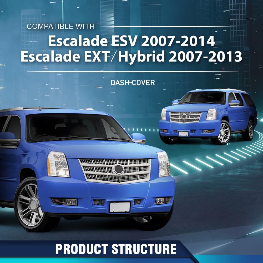 TPE Dash Cover Dashboard Panel Escalade ESV 2007-2014 EXT Hybrid 2007-2013 Black