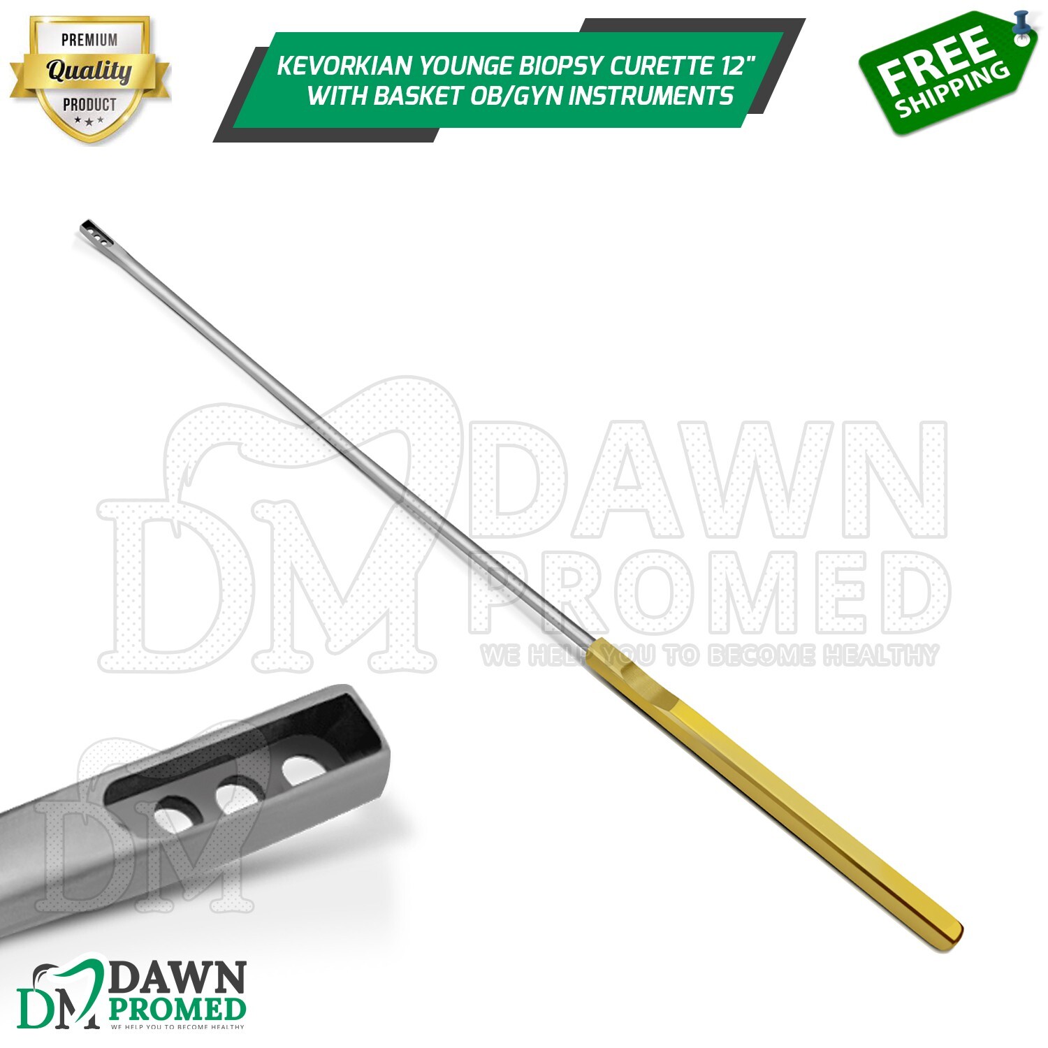 Kevorkian Young Biopsy Curette 12″ With Basket OB/GYN Surgical Inst German Grade