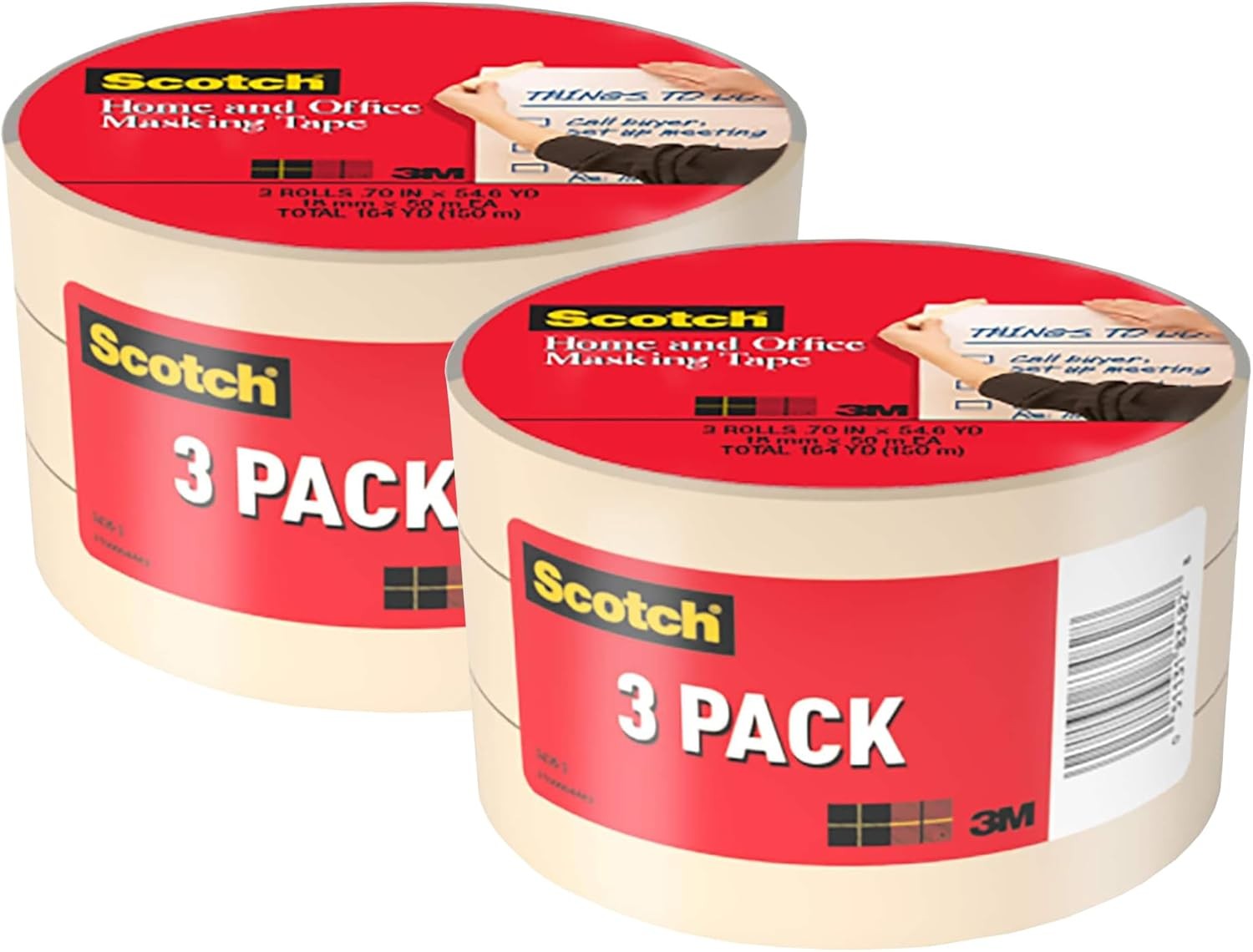 Masking Tape, 3 Rolls, 0.70 in x 54.6 yd, Great for Everyday Use, Strong