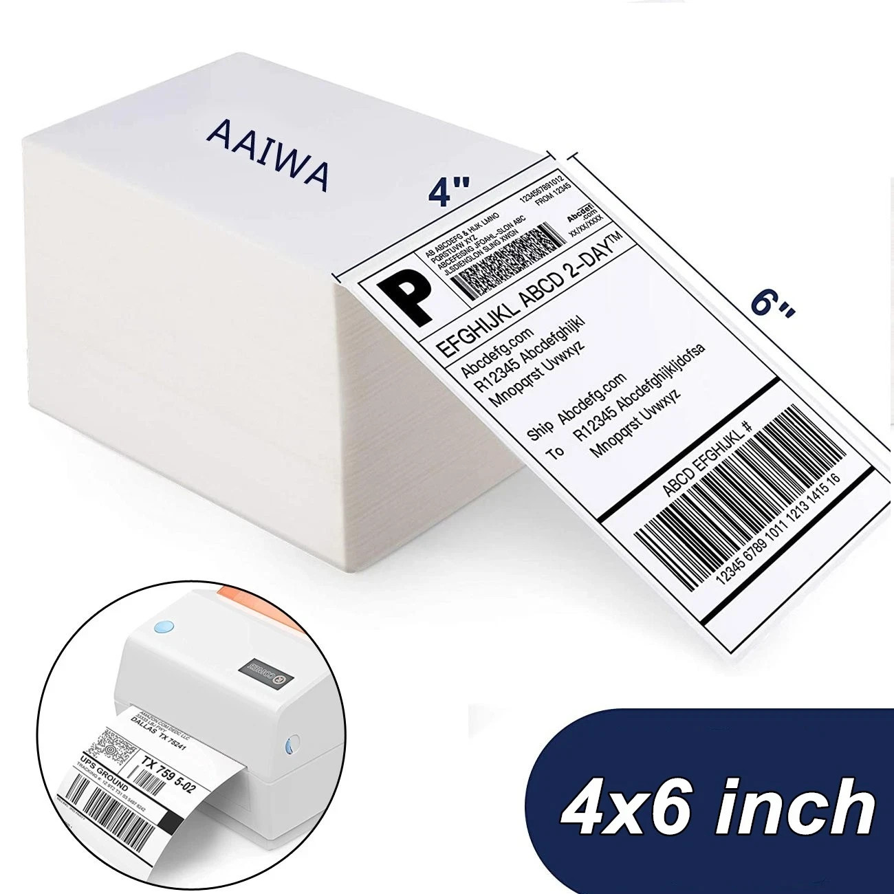 50 Fanfold Direct Thermal Shipping Labels Blank for Zebra and Rollo Printer 4×6
